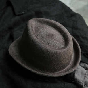 Lionn 自留手工拉绒高级混色一体感羊毛呢礼帽爵士帽男女 乌托邦