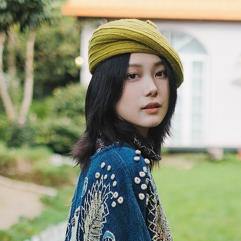 贝雷帽可爱男女冬天马海毛辫