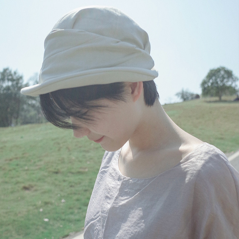 Lion~可人儿 乖巧空气感减龄休闲亚麻圆顶卷边弯檐渔夫帽盆帽春夏