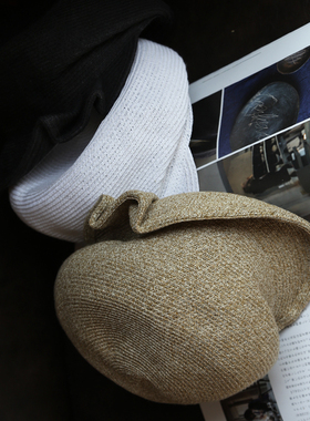 Lion~天堂一刻 自留浪漫褶皱花边檐草编鸭舌帽类bb帽效果遮阳帽