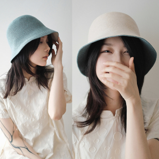 Lion～陪我唱歌 日本设计亚麻混纺针织圆顶渔夫帽盆帽双面戴春夏