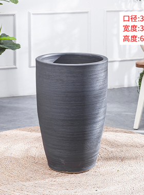 陶瓷落地花瓶大号北欧简约水培植物摆件室内盆栽家居装饰黑色花盆