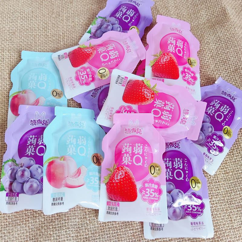 顽皮兔蒟蒻果冻零脂肪网红魔芋果汁果冻学生解馋休闲零食追剧小吃