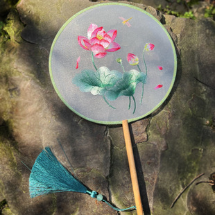 刺绣团扇古风扇子古风团扇子舞蹈扇古典舞扇子双面绣团扇舞蹈专用