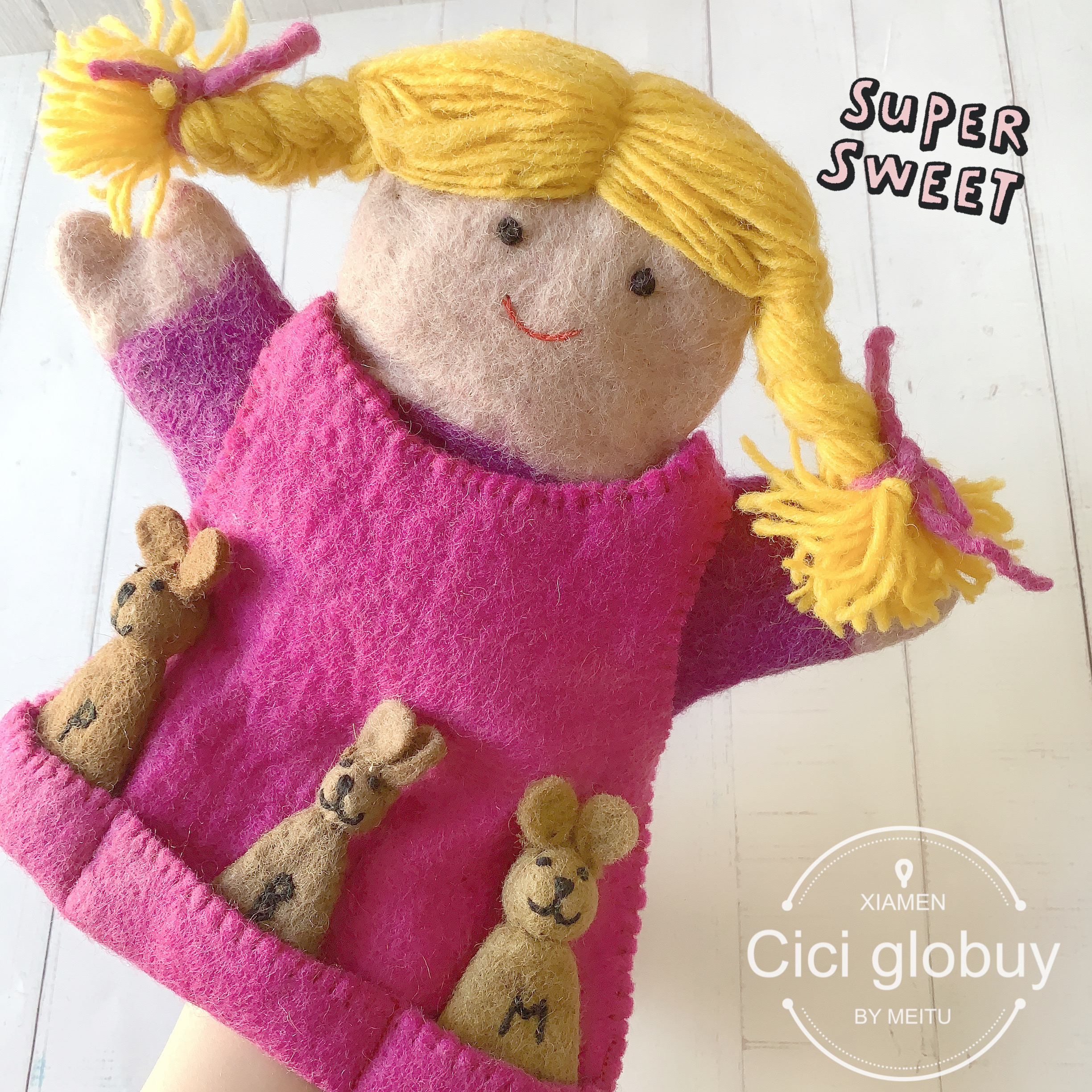 现货澳洲羊毛毡套装手偶玩具