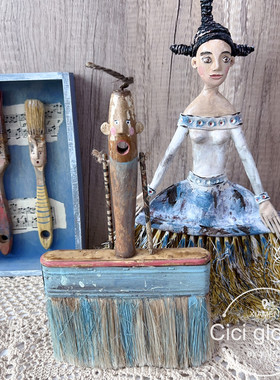 Ciciglobuy小众设计师手工搞怪刷子人摆件创意装饰品艺术家手作