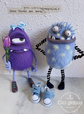 Ciciglobuy手工毛毡创意特色摆件怪兽娃娃公仔艺术家娃娃玩具