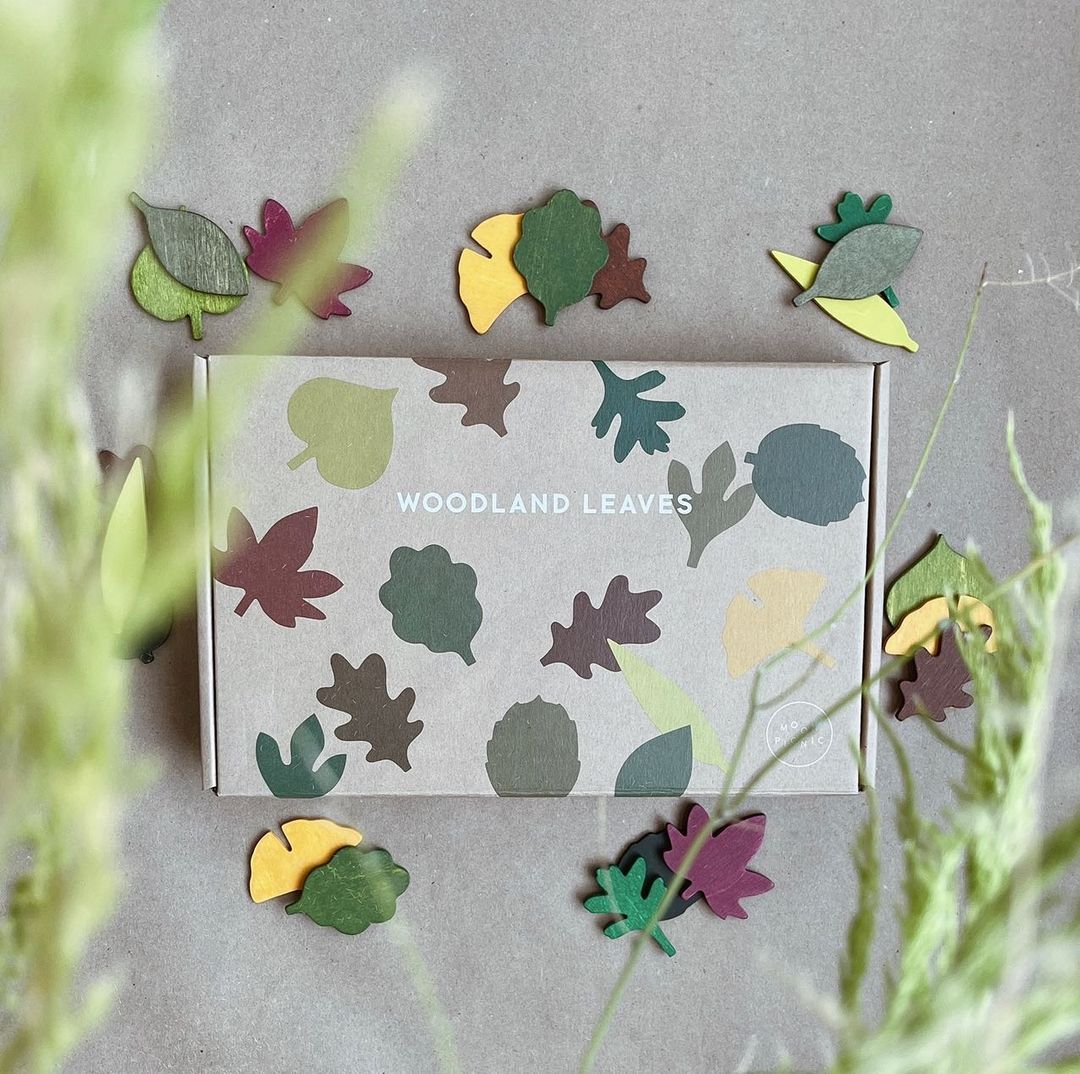 手工仿真木制树叶蒙氏教育