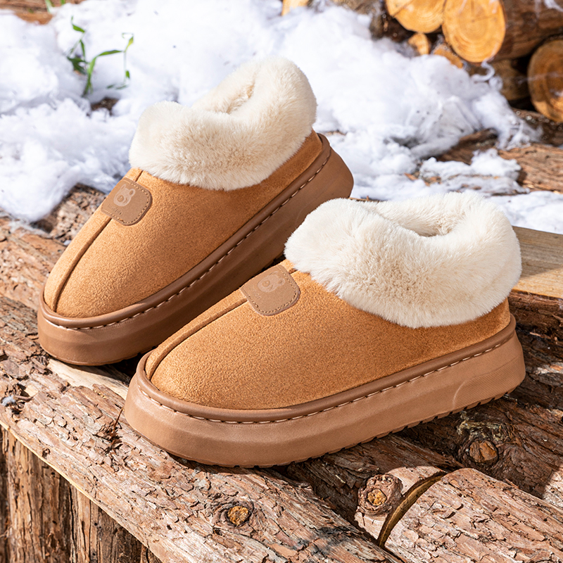 包跟棉拖鞋女冬可爱室内防滑秋冬季情侣家居用保暖月子毛绒拖鞋男