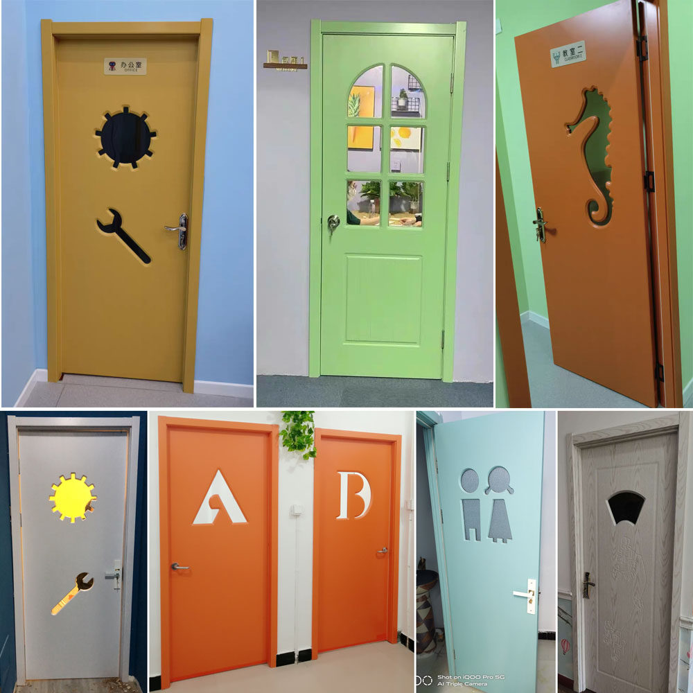 幼儿园门防夹手实木复合卡通门子母门学校教室门儿童培训班早教门