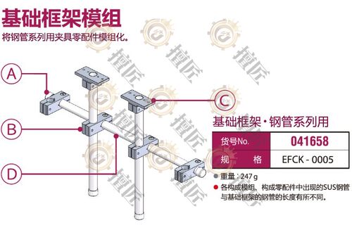 eins基础框架EFCK-0005星塔机械手041658钢管连接块模组夹具零件
