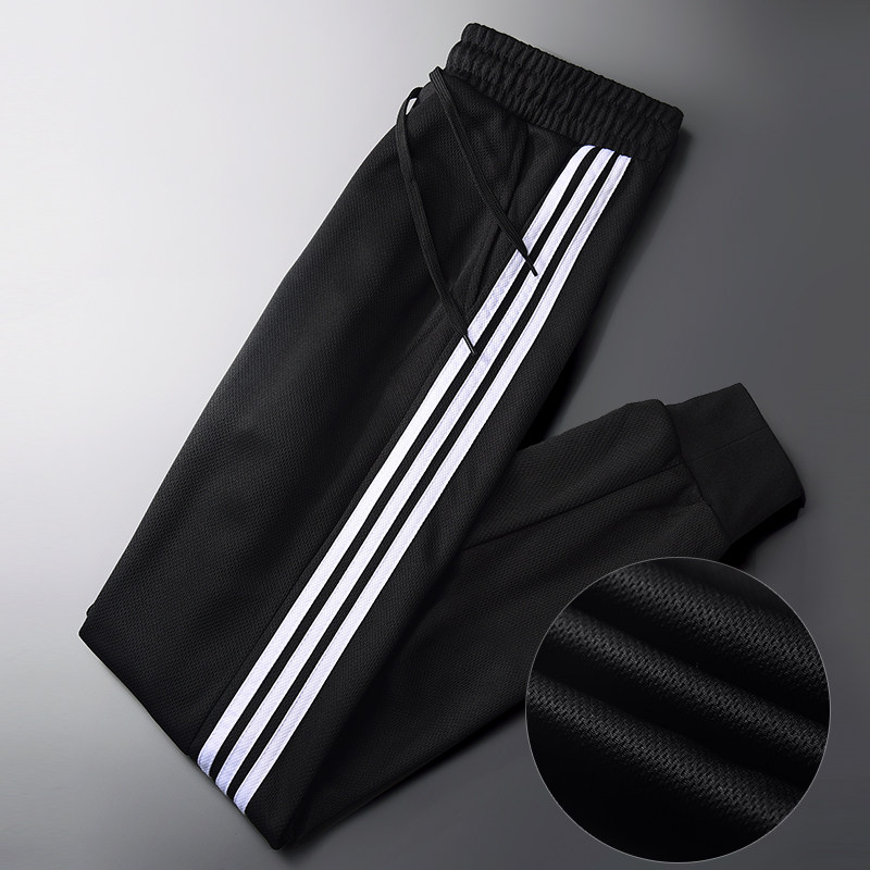 运动休闲裤男夏季网眼透气宽松跑步长裤三杠束脚裤男士修身运动裤在类目 男装, 休闲裤中 - 来自Buy2taobao.com提供专业的淘宝代购服务