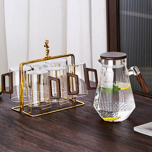 高级感简约现代玻璃杯子家用水杯套装客厅待客耐高温茶杯家庭茶杯