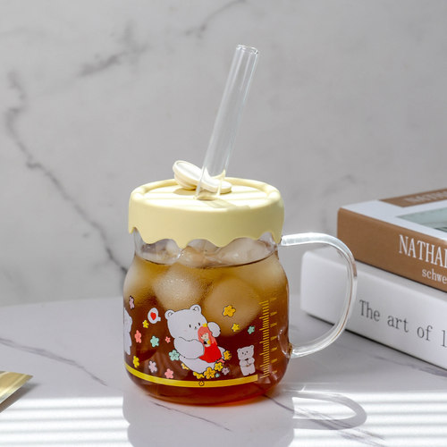 玻璃杯大容量家用喝水吸管杯