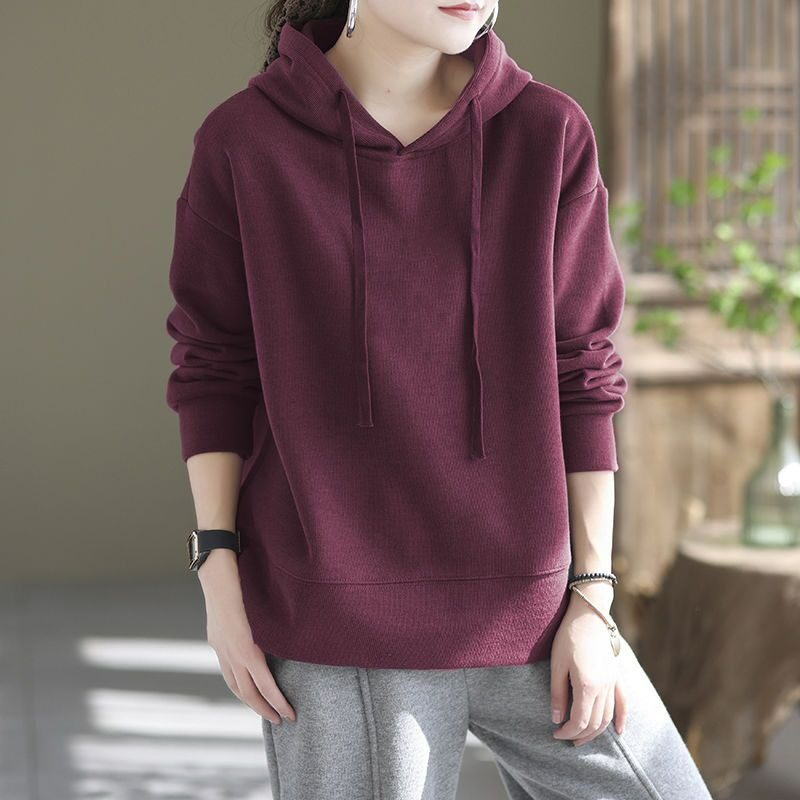 纯棉套头连帽运动衫女春秋冬2025新款爆款大尺码宽松百搭休闲 上,女装/女士精品,大码内搭,淘宝优惠券,粉丝福利购,淘宝优惠卷