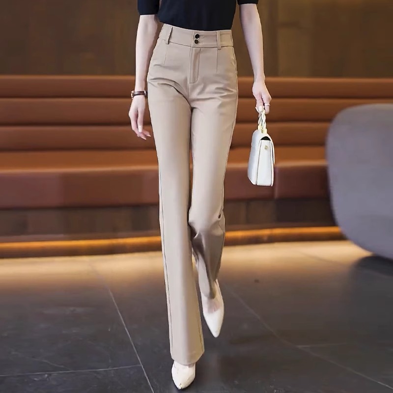 高腰微喇叭裤女春秋2025新款宽松显瘦直筒西装裤子垂坠感休闲 喇