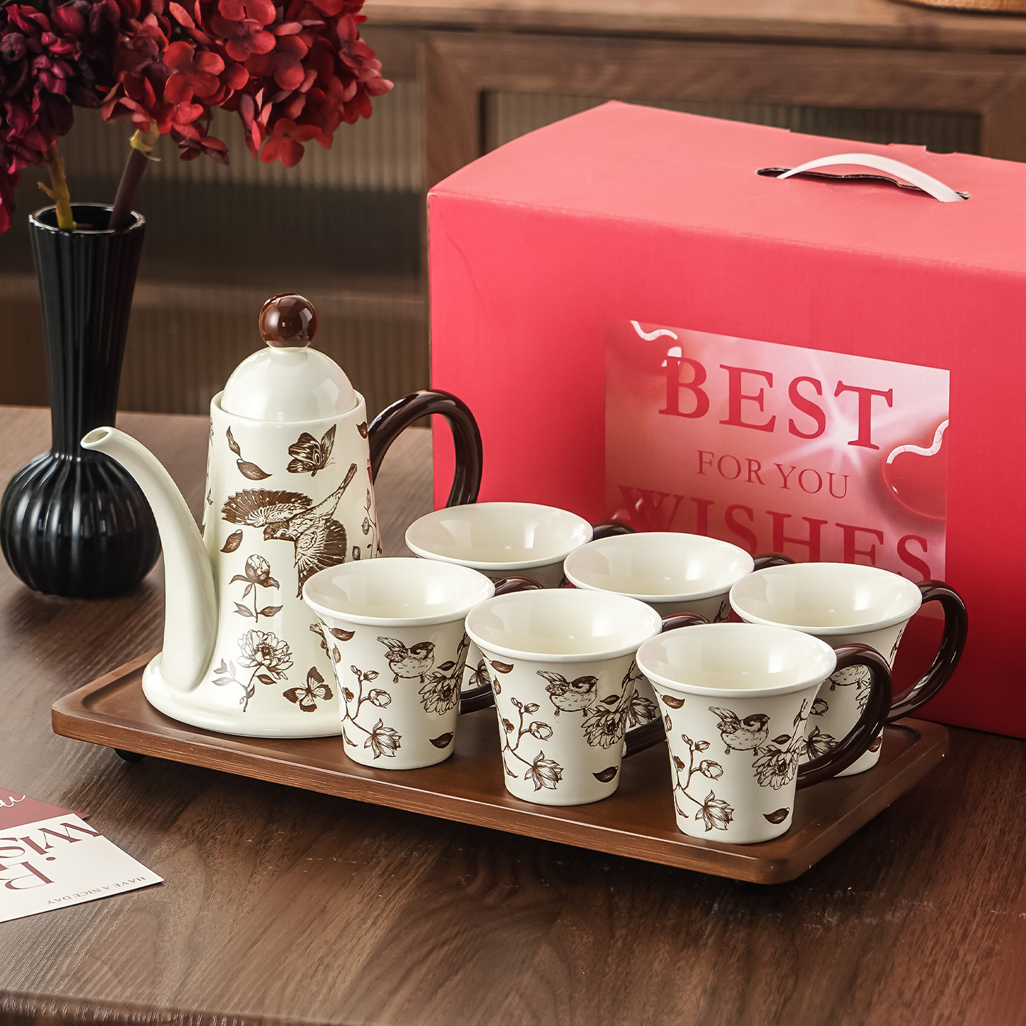 花鸟茶具套装｜复古风拉满~