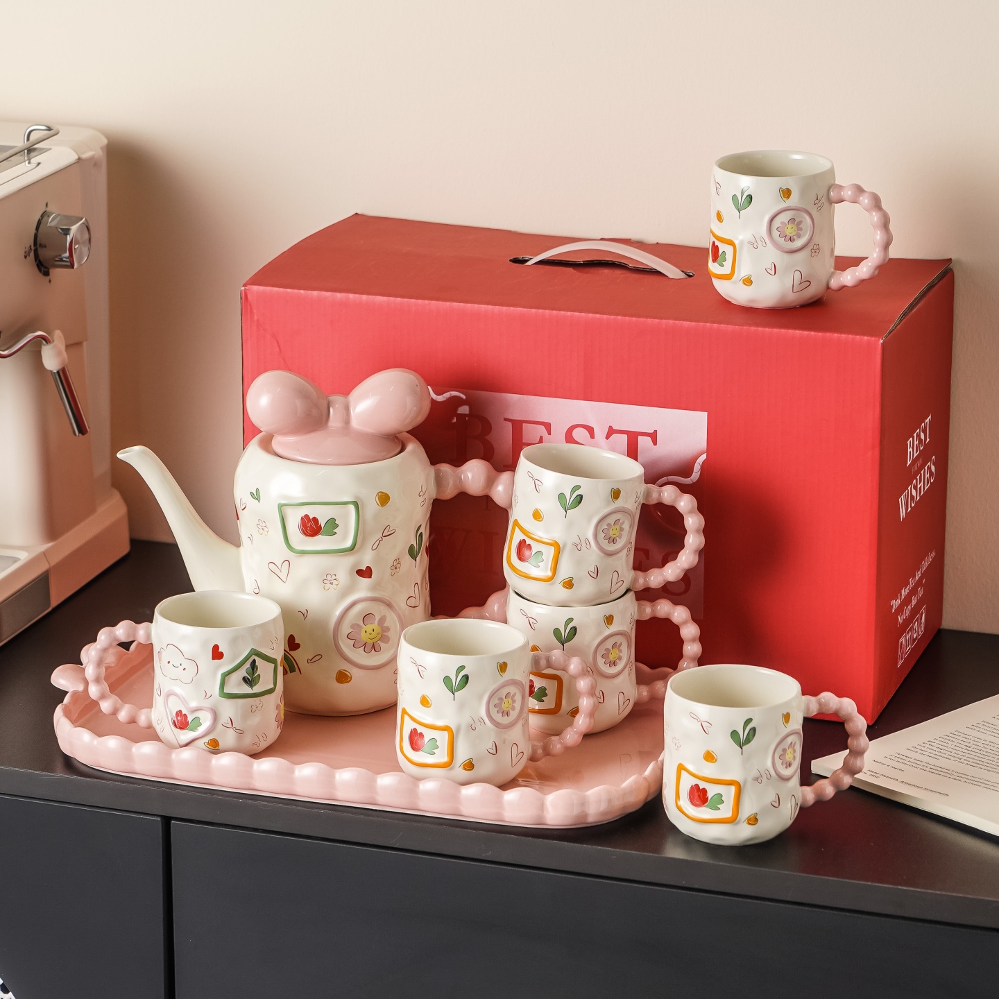 少女心暴击！奶油风手绘水具套装