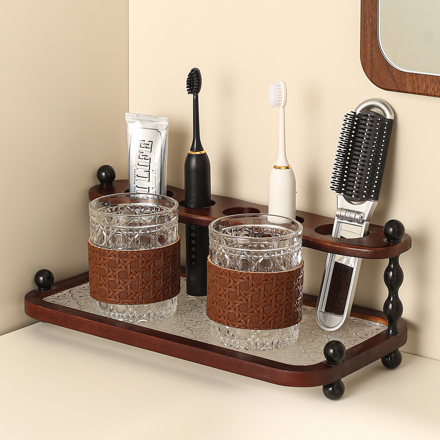 卫生间收纳大师！台面牙刷置物架