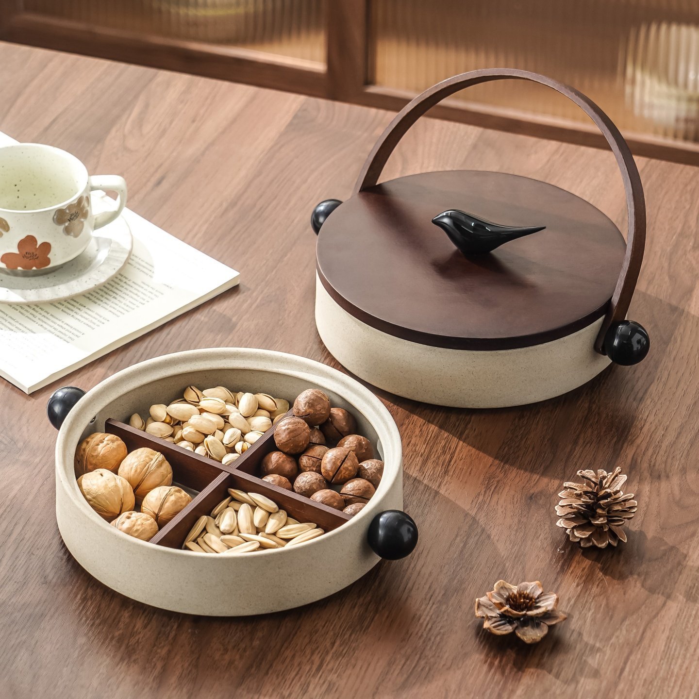 中古风陶瓷干果盒客厅家用精致粗陶茶几坚果零食糖果收纳干果盘,餐饮具,果盆/果盘/果篮,淘宝优惠券,粉丝福利购,淘宝优惠卷