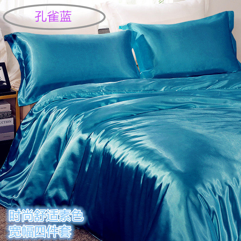 可配色宽幅无缝重磅19姆米100桑蚕丝真丝四件套时尚床单枕套被套