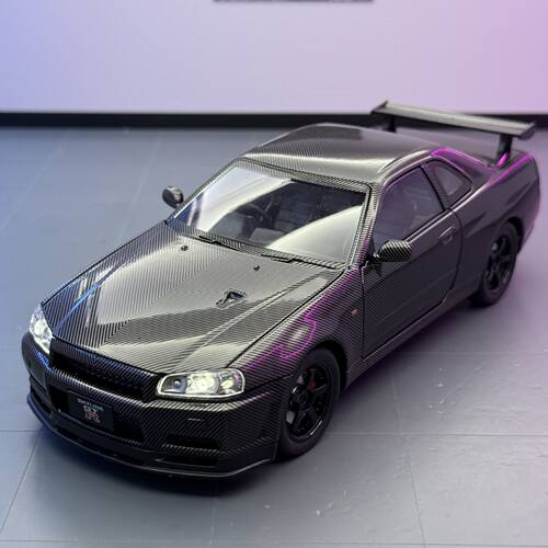 1:24日产GTR34碳纤维版天际线车模仿真跑车合金玩具摆件男孩礼物