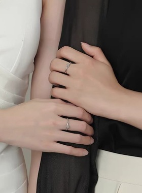 玫瑰与桔梗镀纯银戒指闺蜜一对女