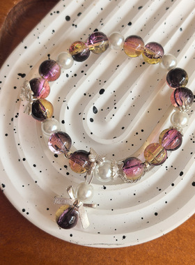 10mm天使水晶蝴蝶手链女串珠渐变