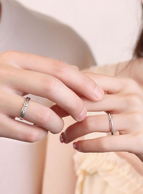 爱意交织情侣戒指男女一对小众食