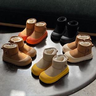 潮 2025男童冬鞋 ASM 真皮勃肯男女童雪地靴加绒加厚东北儿童大棉鞋