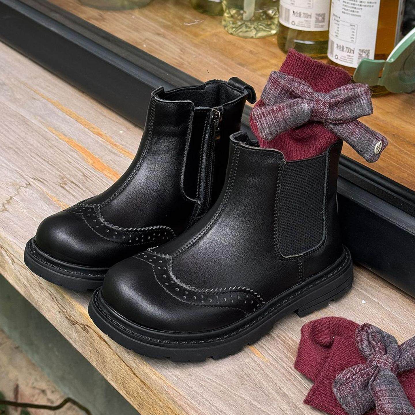 ASM儿童皮靴2025新款秋冬马丁靴