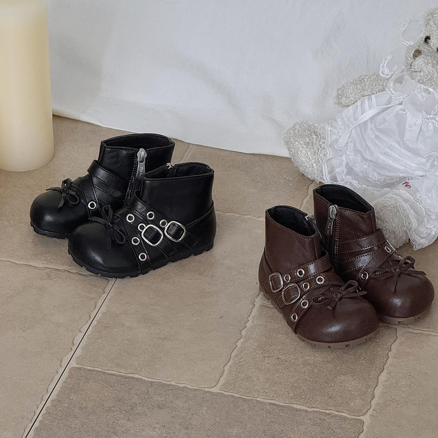 CBC蝴蝶结朋克风儿童马丁靴软底