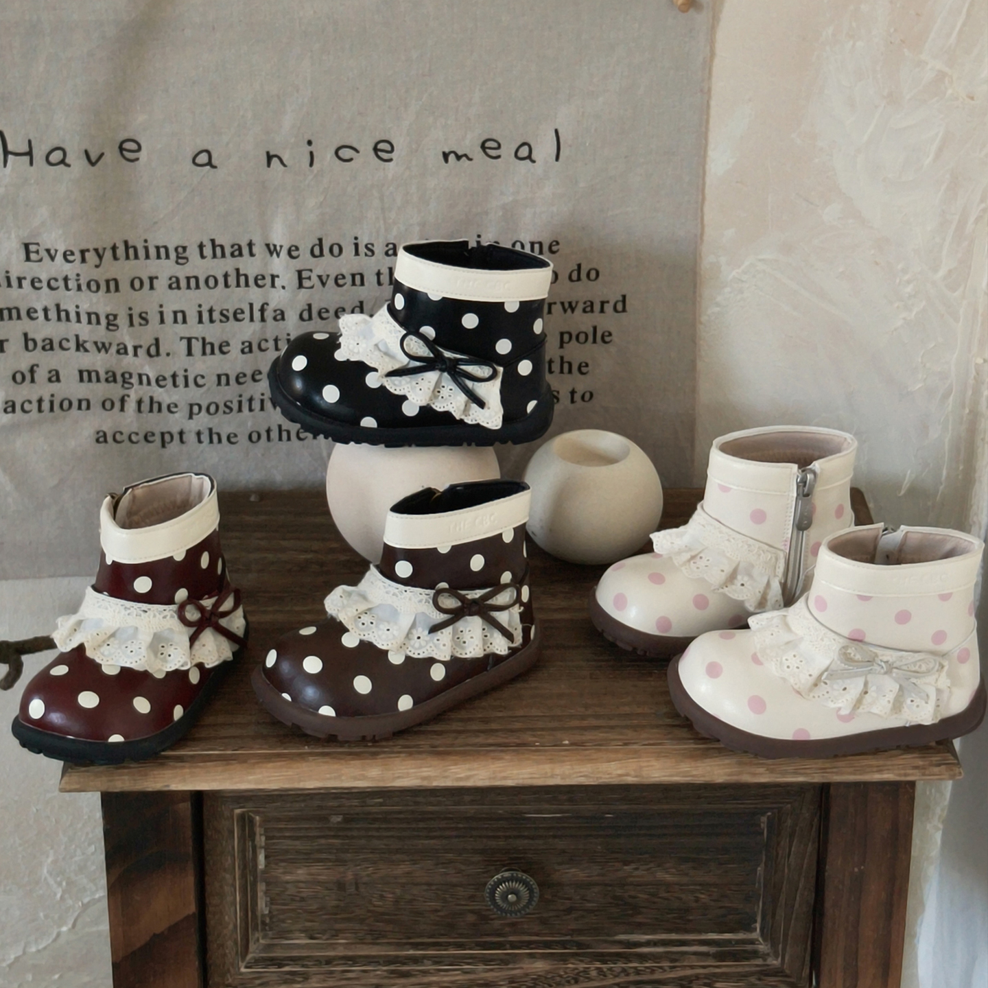 CBC韩版波点女童靴子2025新款