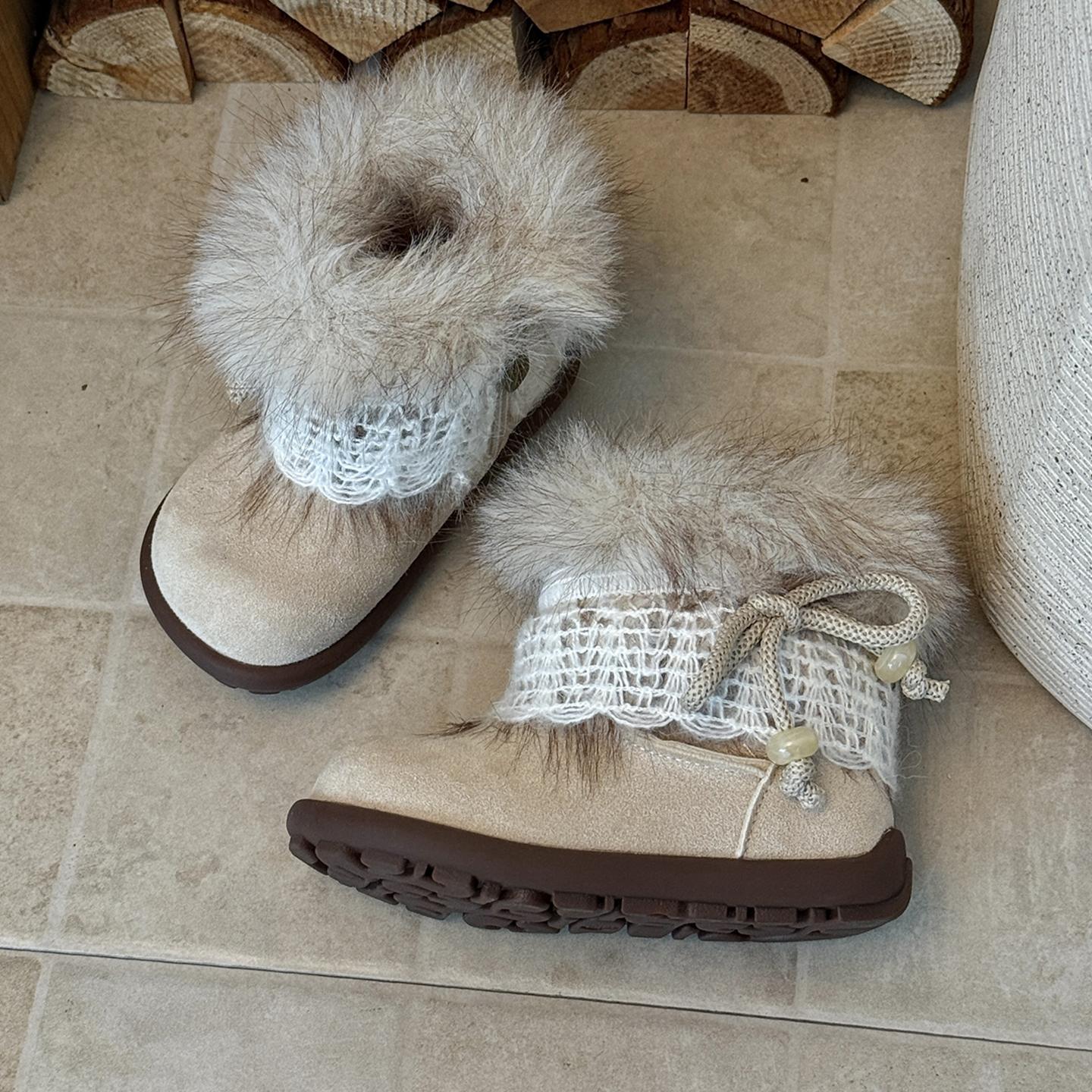 CBC儿童靴子女童2025新款冬加绒