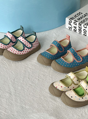 CBC 波点女童帆布鞋浅口单鞋2026春季宝宝幼儿园室内鞋软底儿童鞋