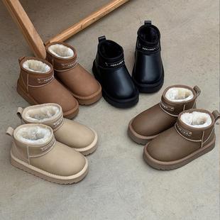 加绒加厚男女童短靴保暖宝宝棉鞋 ASM 亲子防水儿童雪地靴2025冬季