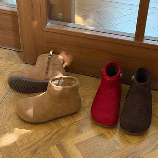 加绒二棉宝宝马丁靴小童鞋 复古儿童靴子女童短靴2025冬季 韩版 ASM