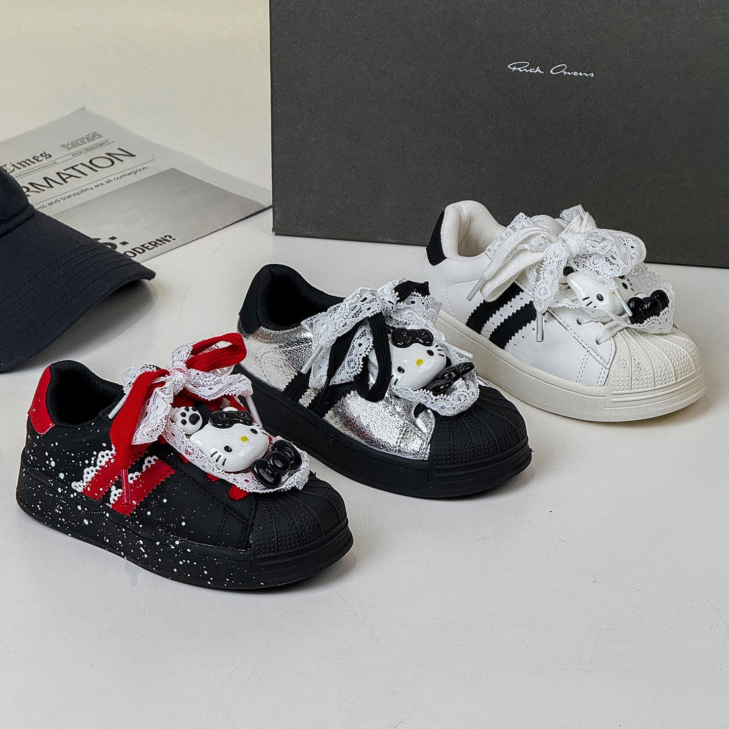 NIXIL 2026春儿童卡通KT猫贝壳头板鞋韩版洋气女童蕾丝公主运动鞋,童鞋/婴儿鞋/亲子鞋,板鞋,淘宝优惠券,粉丝福利购,淘宝优惠卷