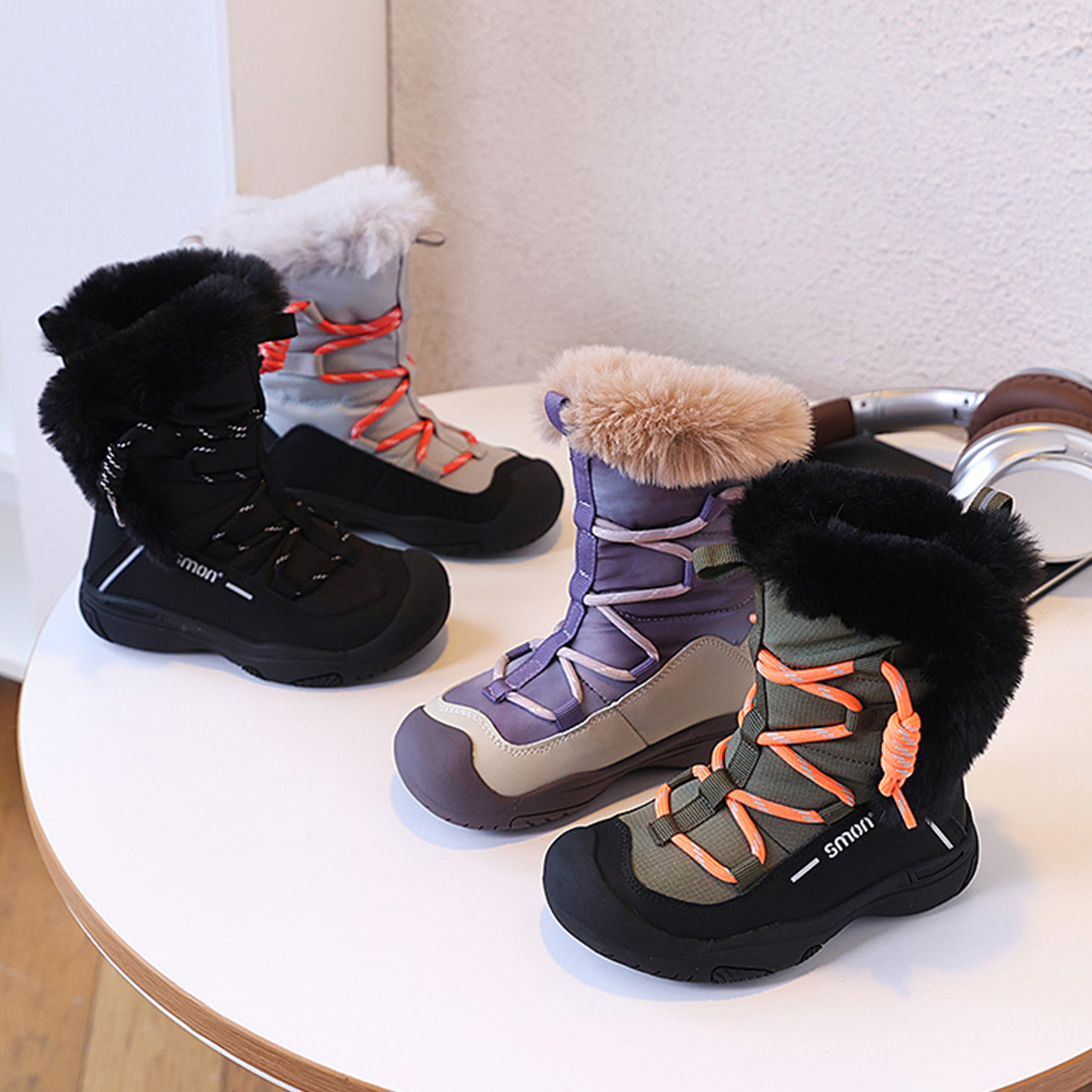 书萌儿童雪地靴加厚男女童中筒靴