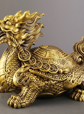 2026招财龙龟黄铜家居客厅装饰品摆件工艺品办公室全铜龟摆饰开业