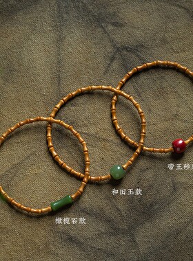 2026福一方朱砂老型珠橄榄核手链橄榄石和田玉手串文艺手绳男女国