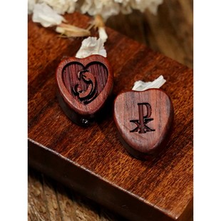 2026檀木桃心三通玫瑰念珠配件DIY意卡米诺紫檀黑檀雕刻