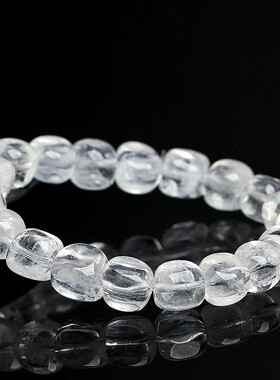 2026名都水晶 天然白雪花幽灵糖豆手链 冰种白雪花幽灵方糖手串