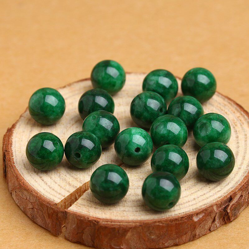 2026石英岩玉DIY饰品配件翡翠干青铁龙生散珠子半成品绿玉髓串珠