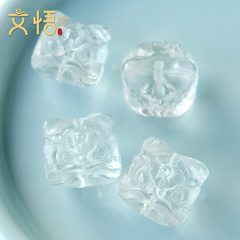 2025天然白水晶醒狮散珠子水晶配件手工DIY手链项链手串配珠串珠