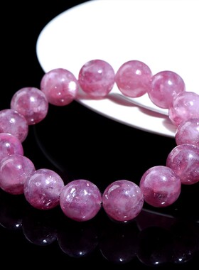 2026玖玺雅水晶 天然粉紫祖母晶圆珠手链 紫色祖母晶散珠手串 厂