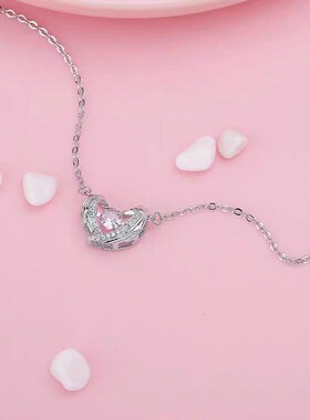 2026新款守护之翼项链女百搭轻奢粉色爱心锆石钛钢链仙女风天使翅