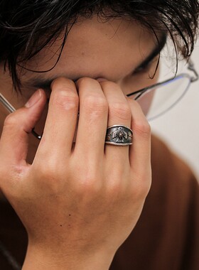 2026千叶日本进口雷鸟戒指复古小众做旧风格印第安图腾泰银开口对