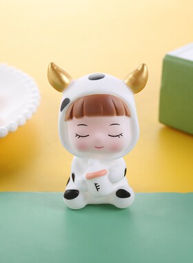 2026卡通小奶牛迷你景观DIY多肉摆件 可爱动物装饰 搪胶工艺品摆