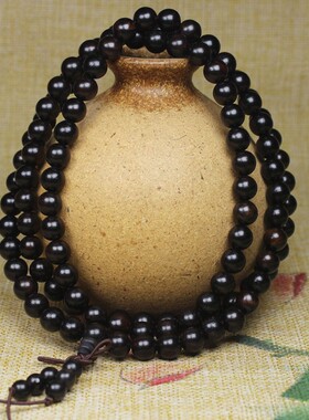 2026厂家直供 男女款黑檀木佛珠手串手链20mm念珠 紫光檀木佛珠